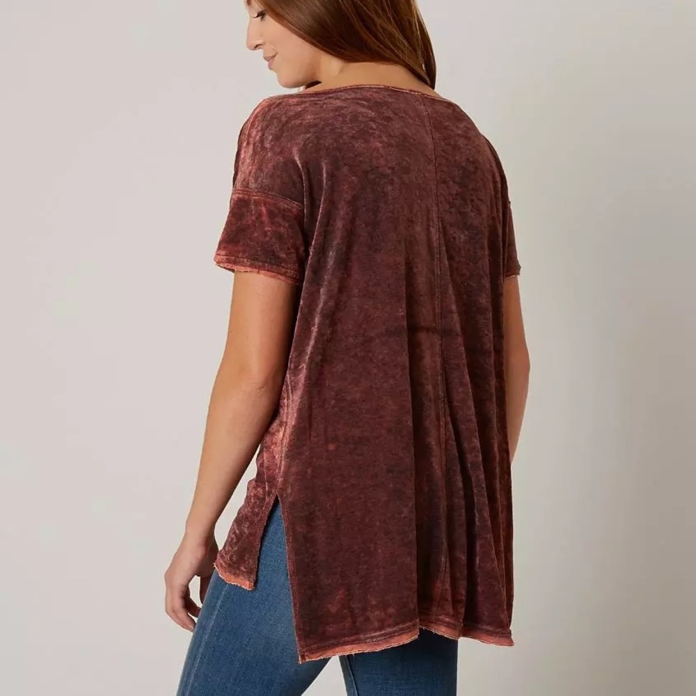 We the Free raw edge ladies Doran velvet top high low hem size says TP+XS - Picture 9 of 11